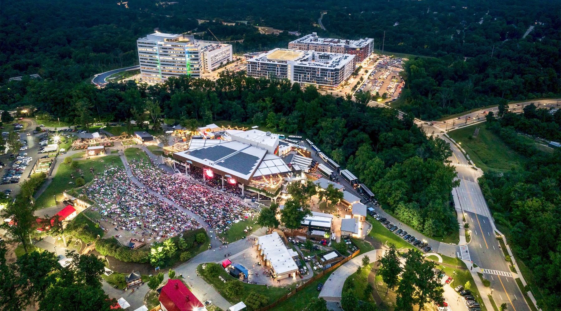 Aerial view of the Merriweather Post Pavilion